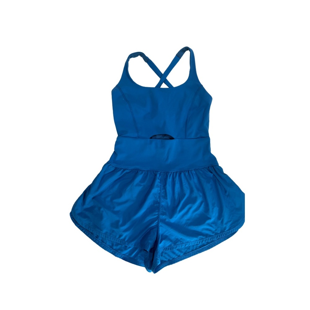 Free people movement Righteous Runsie Blue Strappy Romper